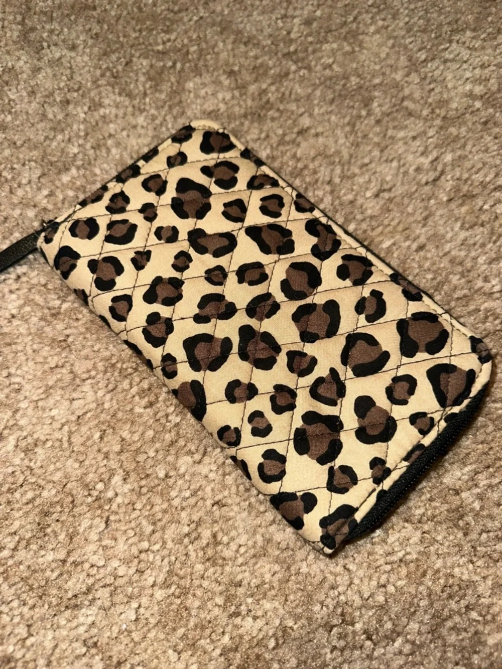 Vera Bradley Leopard Print Quilted Zip Wallet in Beige, Brown, Black - Picture 2 of 3
